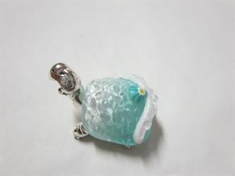 Tartaruga Mini In Resina Bagno Argento Decoro Capri Con Guscio Vetro Completa Di Scatola