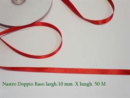 Nastro Doppio Raso Rosso 10 Mm X 50 Metri