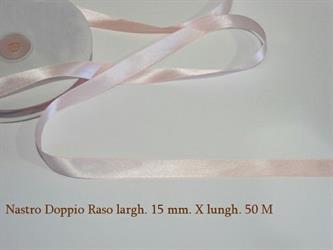 Nastro Doppio Raso Rosa Chiaro 15 Mmx50 Metri