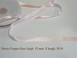 Nastro Doppio Raso Rosa Chiaro 15 Mmx50 Metri