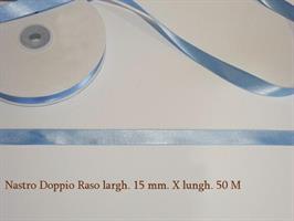 Nastro Doppio Raso Celeste 15 Mm x 50 Metri