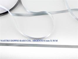 Nastro Doppio Raso Argento 6mmx50m