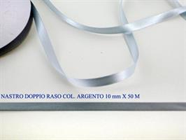 Nastro Doppio Raso Argento 10mmx50mt