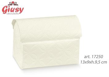 Bauletto In Cartoncino Decoro Matalasse' Bianco 13x9xh.9,5 Cm