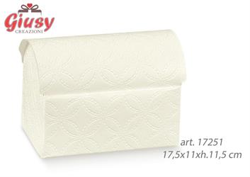 Bauletto In Cartoncino Decoro Matalasse' Bianco 17,5x11xh.11,5 Cm