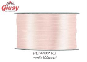 Nastro Doppio Raso Mm3x100 Metri Color Rosa Chiaro