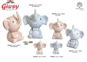 Elefante Spiritoso In Porcellana Colore Celeste 11,2 Cm Completo Di Scatola 1*36