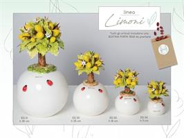 Albero Maxi Con Limoni In Ceramica Di Capodimonte H.35 Cm Completo Di Astuccio