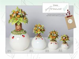 Albero Grande Con Arance In Ceramica Di Capodimonte H.25 Cm Completo Di Astuccio