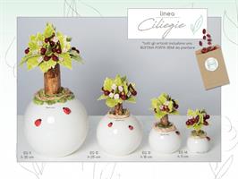 Albero Maxi Con Ciliegie In Ceramica Di Capodimonte H.35 Cm Completo Di Astuccio