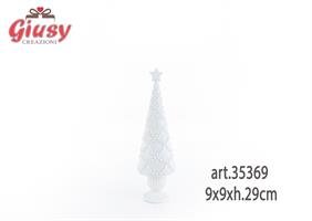 Albero Natalizio In Resina Colore Bianco 9x9xh.29 Cm 1*24