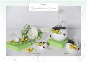 Portasemini Medio In Ceramica Di Capodimonte 9xh.6 Cm Con Applicazione Limoni Completo Di Semini E Scatola