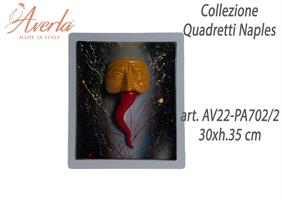 Quadro Max Con Maschera Con Cornetto In Porcellana Di Capodimonte 30xh.35 Cm Completo Di Scatola Collezione Quadretti Naples