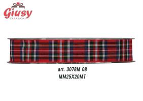 Nastro Tartan Scozzese Mm25x20Metri Red