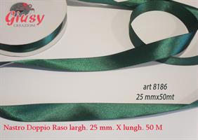 Nastro Doppio Raso Verde Scuro 25Mmx50 Metri