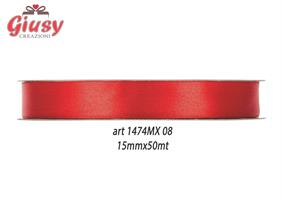 Nastro Doppio Raso Color Rosso Mm15x50 Metri