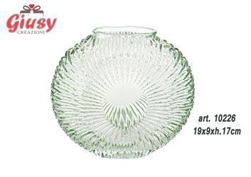 Vaso Moderno In Vetro Color Verde 19x9xH.17 Cm 2*6