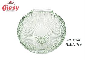 Vaso Moderno In Vetro Color Verde 19x9xH.17 Cm 2*6