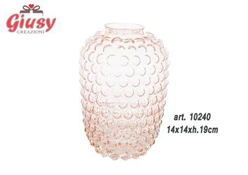 Vaso Moderno In Vetro Color Rosa 14x14xH.19 Cm 2*4