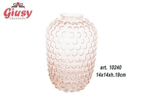 Vaso Moderno In Vetro Color Rosa 14x14xH.19 Cm 2*4