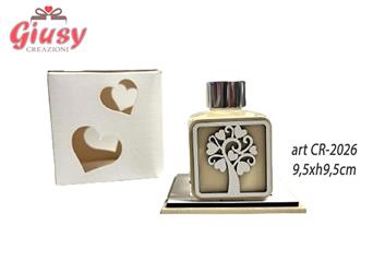 Profumatore Con Albero Della Vita In Legno Color Panna Con Profumo Da 100 Ml 9,5xH.9,5 Cm Completo Di Scatola