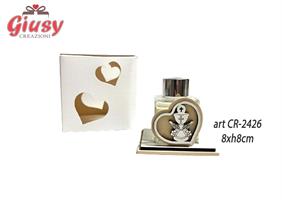 Profumatore Cuore Con Calice In Legno Color Panna Con Profumo Da 50 Ml 8xH.8 Cm Completo Di Scatola