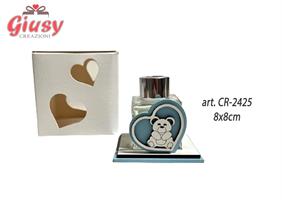 Profumatore Cuore Con Orsetto In Legno Color Azzurro Con Profumo Da 50 Ml 8xH.8 Cm Completo Di Scatola