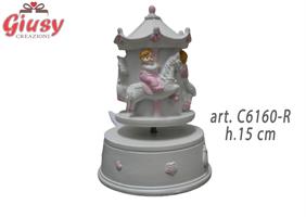 Carillon Giostrina Baby Con Cavallo A Dondolo Colore Rosa H.15 Cm 1*36