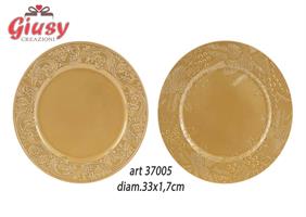 Vassoio Melamina In Plastica Rigida Color Oro 2 Soggetti Assortiti Diametro 33x1,7 Cm 6*24