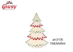 Albero Natalizio In Porcellana Con Luce Led 15x8,5xH.20 Cm 3*18