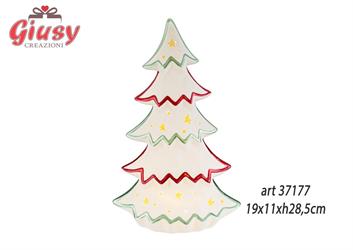 Albero Natalizio In Porcellana Con Luce Led 19x11xH.28,5 Cm 2*12