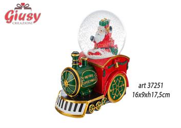 Trenino Con Ampolla E Babbo Natale In Resina 16x9xH.17,5 Cm 1*8