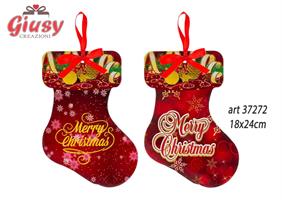 Appendino Calza Poggia Pentola In Ceramica Decoro Merry Christmas 2 Soggetti Assortiti 18x24 Cm 6*48