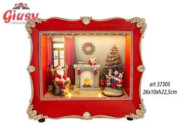 Casa Di Babbo Natale In Resina Con Luce Led E 8 Melodie 26x10xH.22,5 Cm 1*6