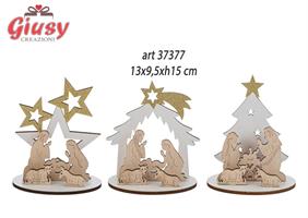 Presepe In Legno 3 Soggetti Assortiti 13x9,5xH.15 Cm 6*36