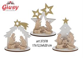 Presepe In Legno 3 Soggetti Assortiti 17x12,5xH.20 Cm 6*24