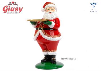 Babbo Natale In Resina Con Piatto H.61,5 Cm