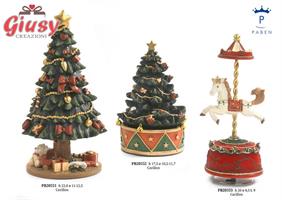 Carillon Albero Di Natale Con Doni In Resina H.22,8 Cm 2*8