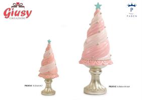 Albero Di Natale Stilizzato In Resina Color Rosa Con Stella H.38,8 Cm 2*6