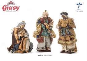 Set Re Magi In Resina Con Abiti In Stoffa H. 38,5 Cm 1*2