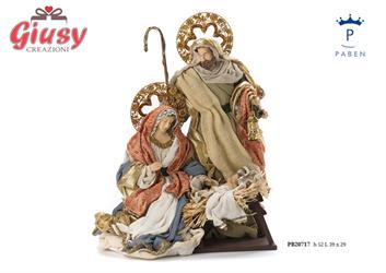 Natività In Resina Con Abiti In Stoffa H.52 Cm 1*2