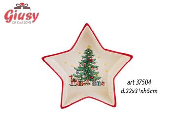 Vassio A Stella In Ceramica Con Decoro Albero Di Natale Diametr22x31xH.5 Cm 4*16