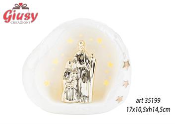 SACRA FAMIGLIA PORCELLANA LED 17×10,5xh.14,5CM