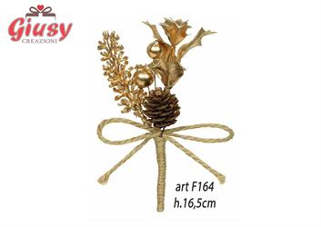 Set 12 Fiori Color Oro Con Pigna H.16,5 Cm