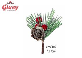 Set 12 Mazzolini Con 3 Frutti Di Bosco e 1 Pigna H.11 Cm