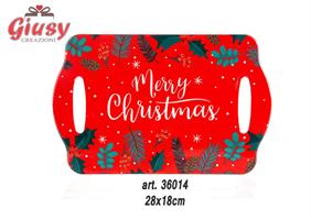 Vassoio Poggia Pentola In Ceramica Con Scritta Merry Christmas 28x18 Cm 4*36