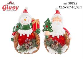 Babbo Natale In Resina Con Luce Led 2 Soggetti Assortiti 12,5x9xH.18,5 Cm 4*24