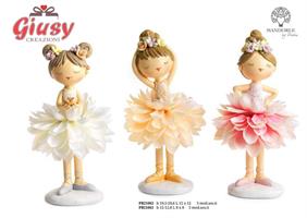 Ballerina In Resina Con Vestito Fiore In Stoffa 3 Soggetti Assortiti H.12,8 Cm 6*48