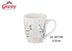 Tazza In Ceramica Decoro Blooming Love H.10 Cm Completa Di Scatola Abbinata 1*48