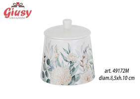 Barattolo In Ceramica Decoro Blooming Love Diametro 8,5xH.10 Cm Completo Di Scatola Abbinata 1*24